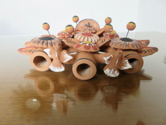 Image 1 of Mexikanische Terrakotta-Kronleuchter „Baum des Lebens“, Terrakotta „Arbol de la Vida“, 1970