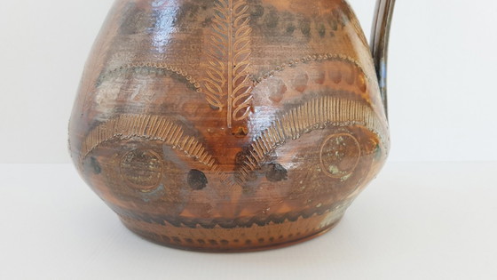 Image 1 of COURJAULT LA CERISAIE 70S VINTAGE PANSU STONEWARE PITCHER