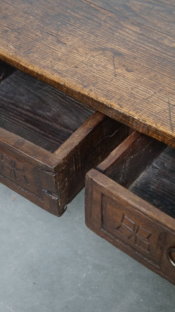 Image 1 of Antique Spanish Coffee Table From The 17th Century With Two Drawers