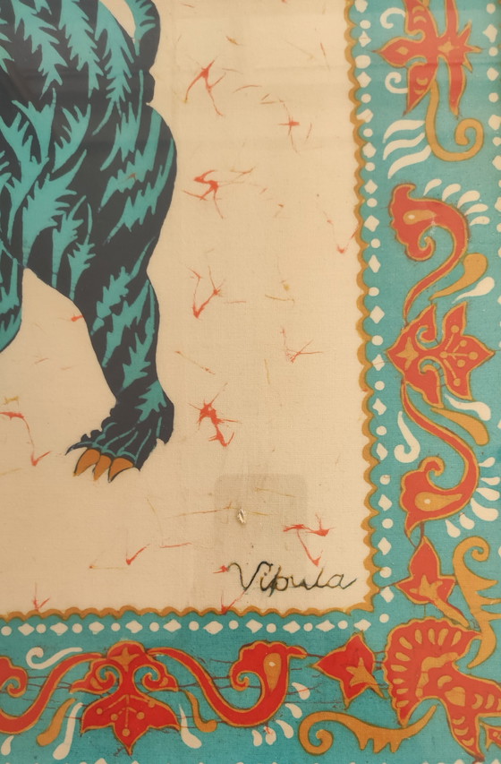 Image 1 of Two framed batik animal depictions