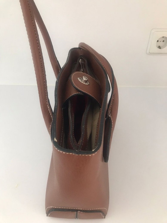 Image 1 of TOD'S Women's Bag Shoulder Bag Handbag Brown LEATHER White Decorative Stitching High Quality