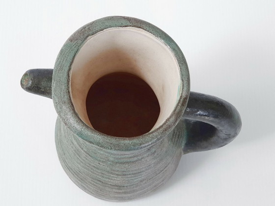 Image 1 of Schitterende vintage Franse kan uit de jaren 1950-1960, gesigneerd LMR, keramisch steengoed, jaren 50/60.