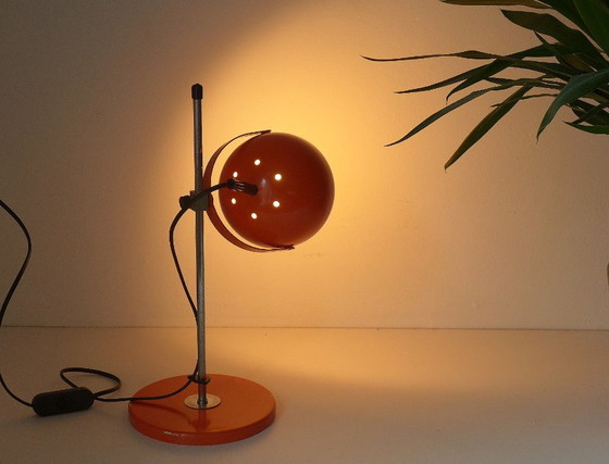 Image 1 of Space Age Table Lamp 60s 70s Eyeball Lamp Orange Vintage Retro