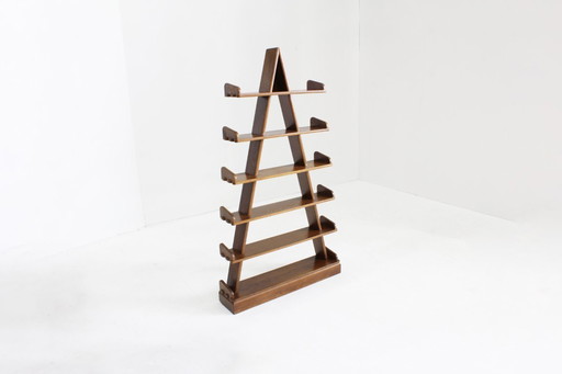 Vintage brutalist pyramid bookcase room divider