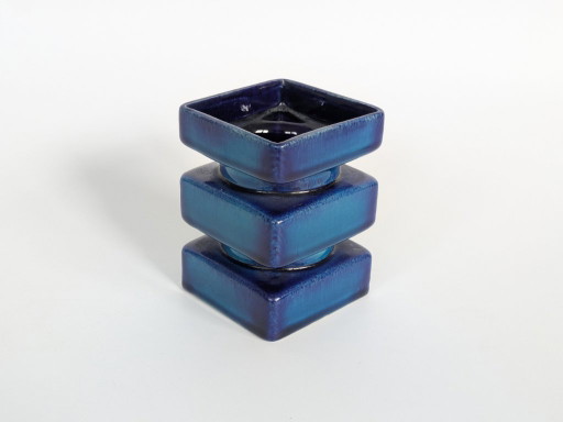 Cari Zalloni for Steuler Vase, Model 510, Space Age Ceramic Pillar, Cobalt & Turquoise – vazen