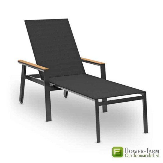 Image 1 of Lounger alu-textileen met teak Solpuri SPA 