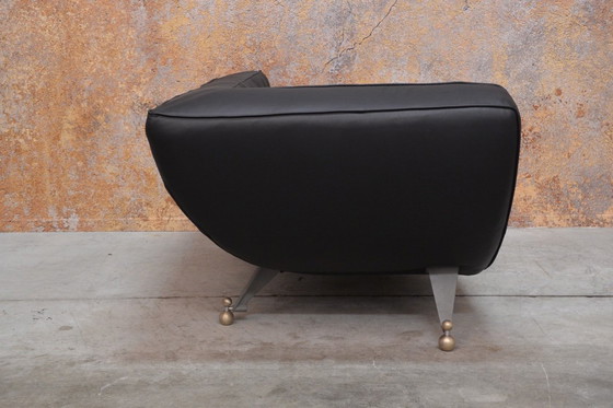 Image 1 of NUOVA chaise longue imbottita in pelle nera Montis Quintus design