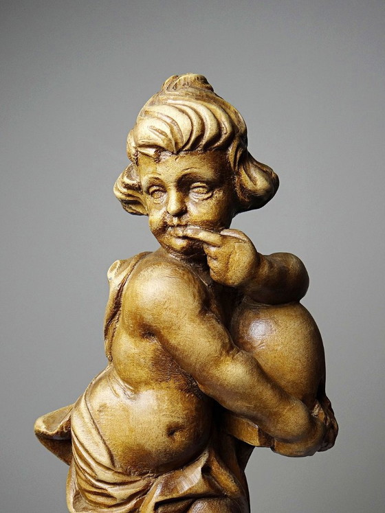 Putto met honing in houtsnijwerk, naar een ontwerp van Feuchtmayer, Duitsland – Vintage, Decoratieve objecten (photo 8 of 11)