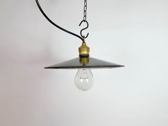 Image 1 of Industrial Dark Blue Enamel Light, 1930s