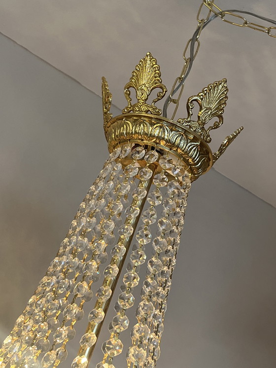 Image 1 of Grande lampadario in cristallo SWAROVSKI foglia oro
