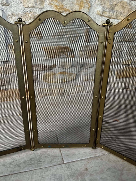 Parascintille in ottone con 4 pannelli – Oggetti decorativi, Brass, Vintage (photo 5 of 9)