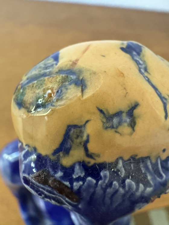 Image 1 of Sculpture Nue Stylisée Céramique Bleu