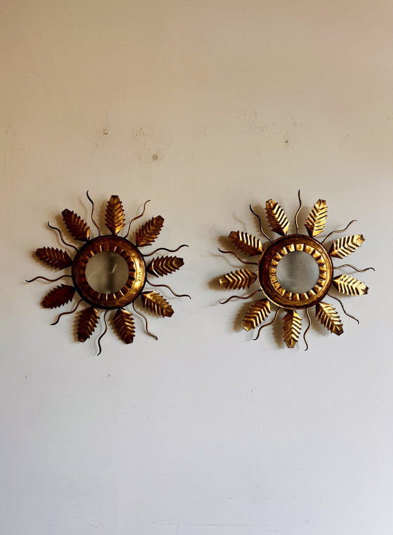 Image 1 of Lámpara de pared solar de latón de mediados de siglo, estilo Regencia