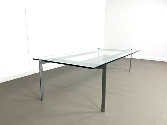 Brushed steel and glass Coffee table, Germany, 1960s., Grey (photo 5 of 5)