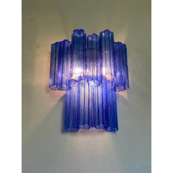 Image 1 of Modern Blue Tronchi Glass Wall Sconce – Venini Style