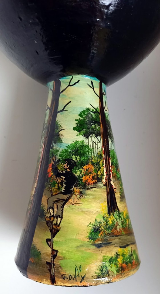 Image 1 of Pair of vintage Basque pottery – glazed ceramic – signed G. Defly (1950s)