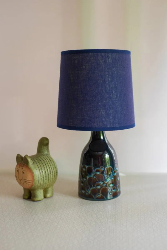 Image 1 of Mid-century modern pottery table lamp with candy glazing from Söholm, Denmark, 1960s