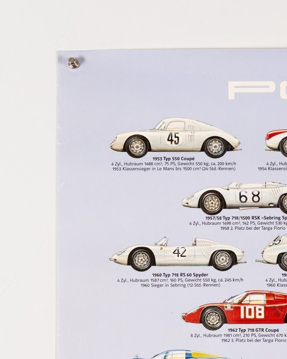 Image 1 of Porsche Rennwagen seit 1953 – 1980 – Poster originale Porsche vintage – Vintage Motorsport – 102x76 cm