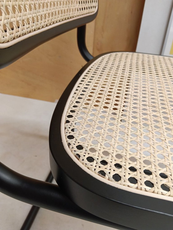Image 1 of ALIVARMVSEVM 104. SET of 2 CESCA B32 Chairs (NEW) in Black Frame Limited Edition 