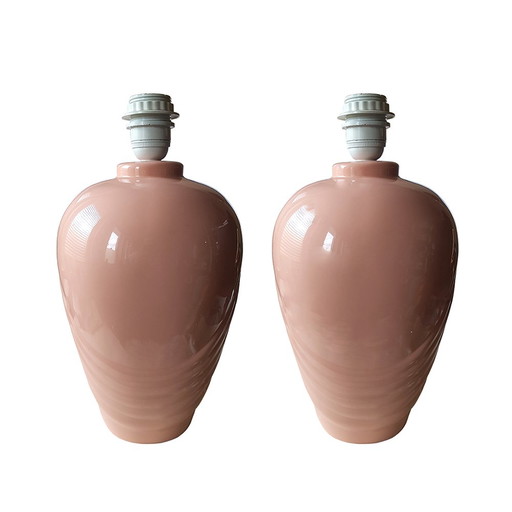 2x Art Deco Revival Ceramic Table Lamps