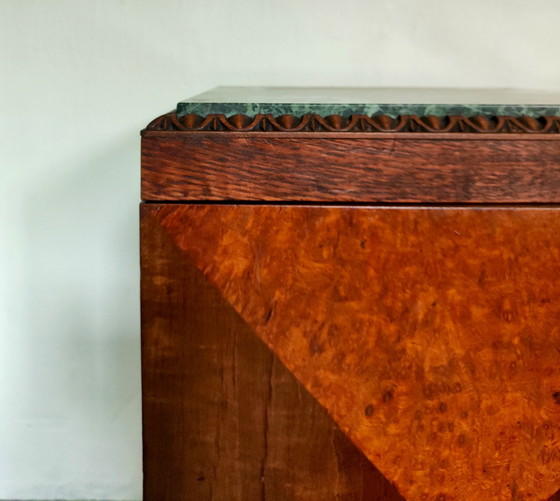 Image 1 of Ensemble de tables de chevet Art Déco avec plateau en marbre