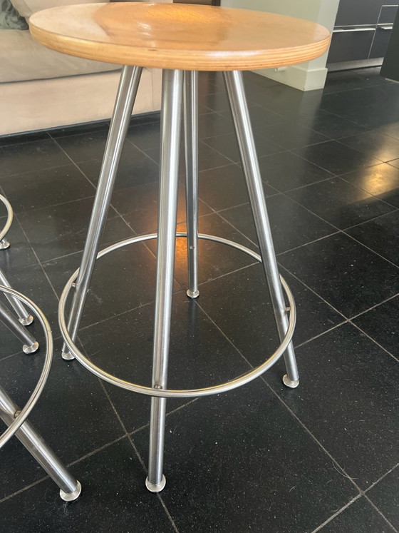 6x Bulthaup Barstools, Wood, rvs, Brown (photo 5 of 5)