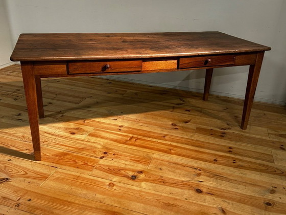 Image 1 of Antique oak country farmhouse table, 19th century