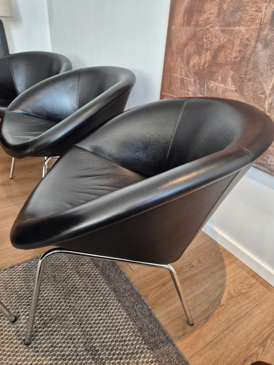 Image 1 of 6 Poltrona di design Walter Knoll 369 in pelle nera