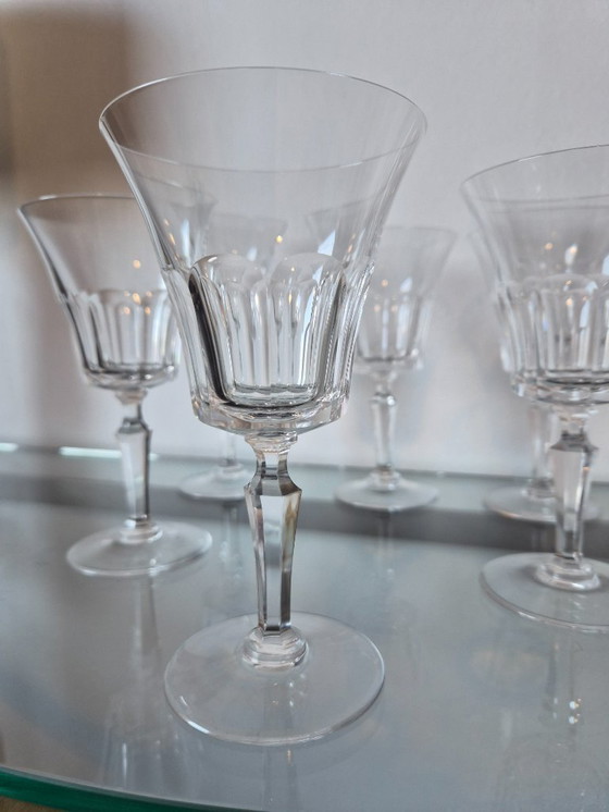 Image 1 of 6x Mid Century Val-Saint-Lambert mondgeblazen wijnglazen