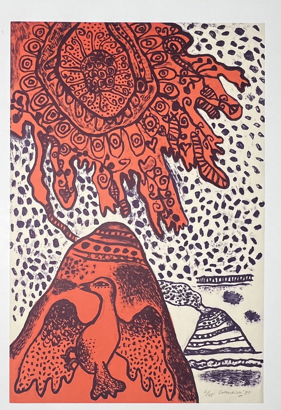 Image 1 of Signed; Guillaume Corneille Lithographie Le Volcan Edition of 25 copies 1973