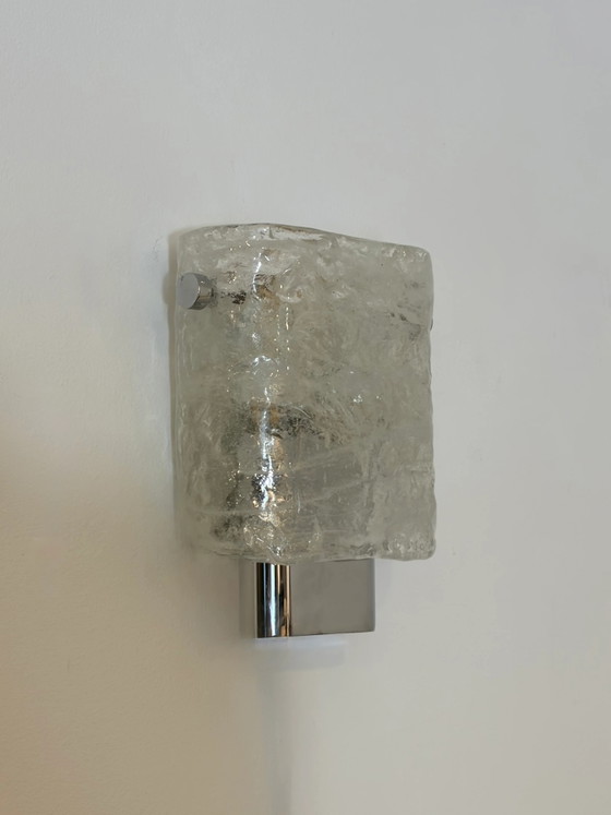 Vintage “ice glass” wall lamp – Wall lights, Chrome (photo 2 of 6)