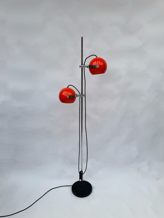 Image 1 of Vintage Space Age Oogbol Vloerlamp | Anvia Almelo | Oranje Nederlands Design
