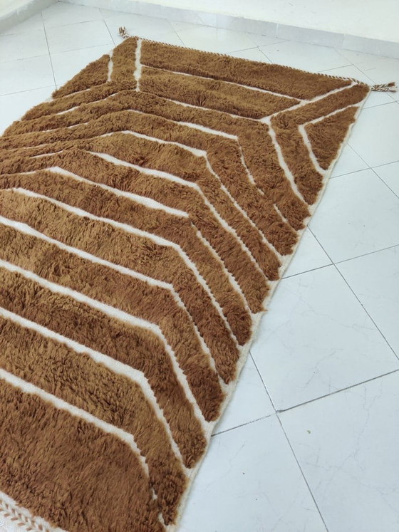 Image 1 of Alfombra bereber tradicional de lana marrón, hecha a medida, 150/250 cm.