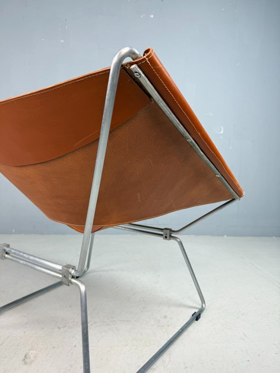 Image 1 of Poltrona in pelle cognac AP-14 di Pierre Paulin per A. Polak, 1955