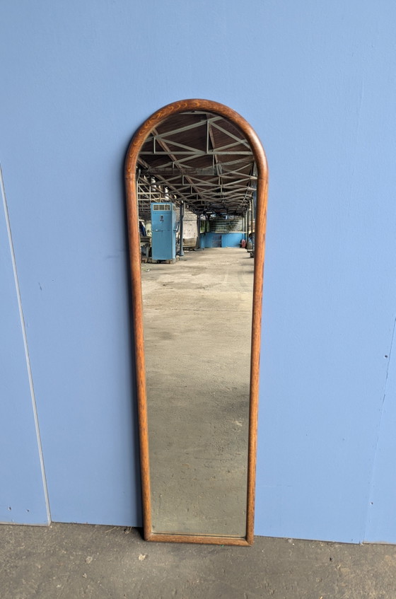 Image 1 of Miroir d'entrée vintage en bois / miroir sur pied