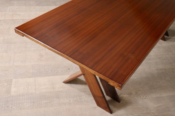 Image 1 of Mesa de comedor TL58 en nogal, diseñada por Marco Zanuso para Poggi, Italia, década de 1960.