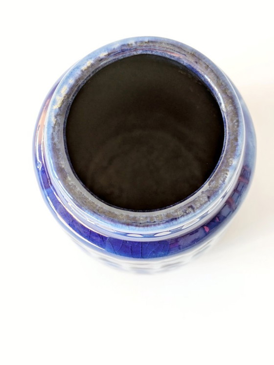 Image 1 of Vaso in ceramica Scheurich di metà secolo | Inka Decor Denim Blue | Germania Ovest