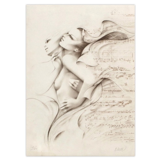 Image 1 of Gérard DARAN Music (ochre) Signed lithograph 1990