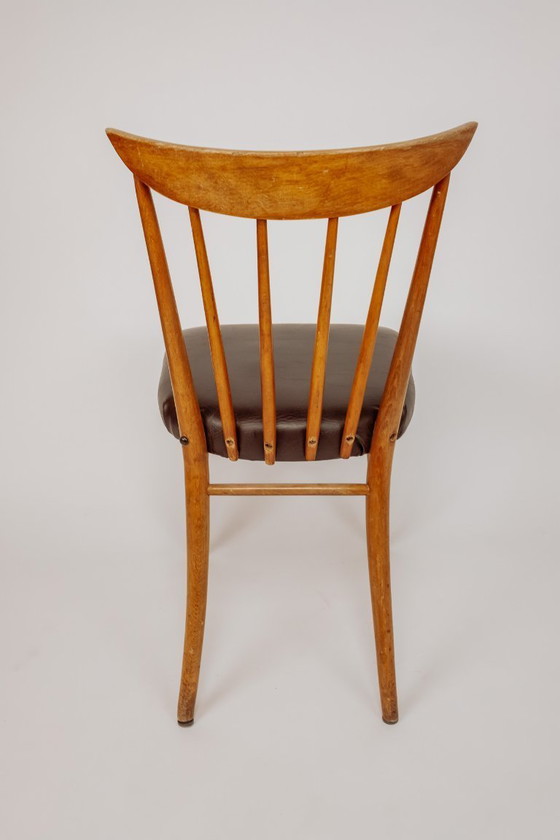 Image 1 of Set of 4 Vintage Wooden Spindle Chair Dining Room Chairs