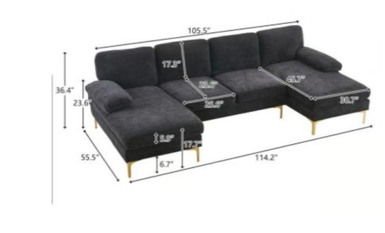 Image 1 of Ensemble canapé d'angle 2 places avec méridienne, idéal pour les grandes occasions.