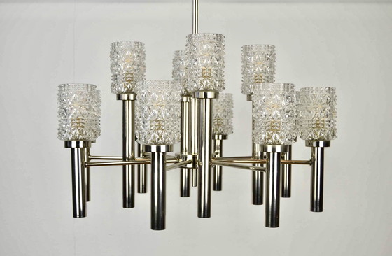 Image 1 of 1960s Vintage Chroom Kroonluchter Paolo Venini Stijl