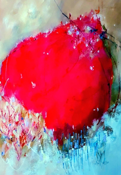 Abstraktes Gemälde – Rote Beere