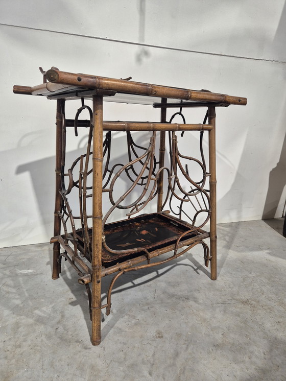 Image 1 of Französischer, japanisch inspirierter Bambus-Teetisch, ca. 1900