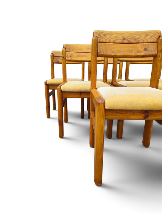 Franse grenen eetkamerstoelen uit de jaren 70 – Textile, Wood (photo 5 of 12)