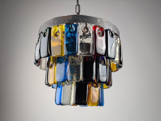 Image 1 of Brutalistische kroonluchter van glas en metaal van Felipe Derflingher voor Feders, jaren 60