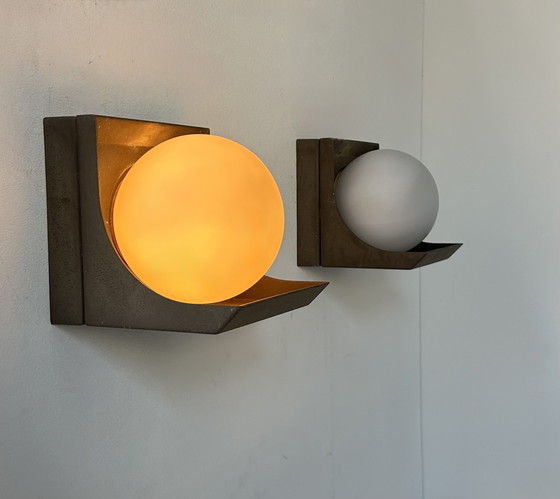 Image 1 of Pair of vintage sconces, RAAK W1804, brown Bakelite and opaline, low country
