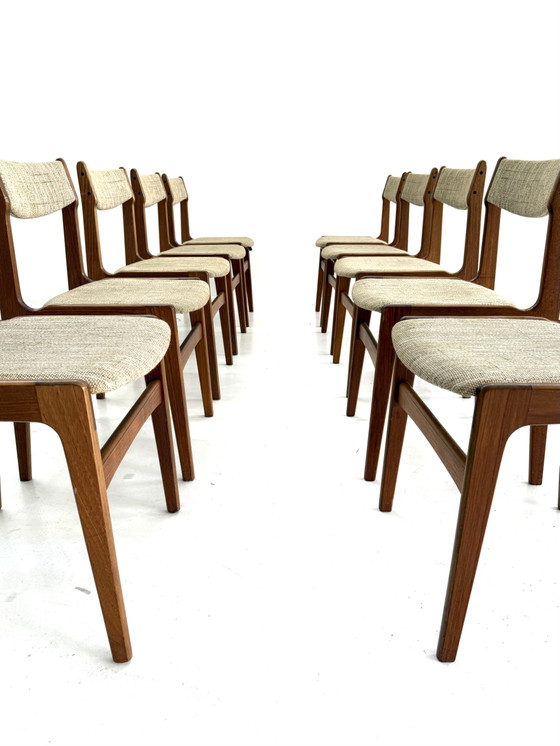 Set di 10 sedie da pranzo vintage, Erik Buch '60 – Wood, Textile (photo 7 of 13)