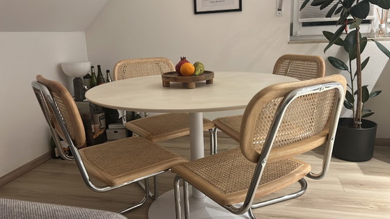 4 cantileverstoelen met Weens vlechtwerk – nieuw en ongebruikt – Eetkamerstoelen, Wood, Chrome (photo 3 of 5)