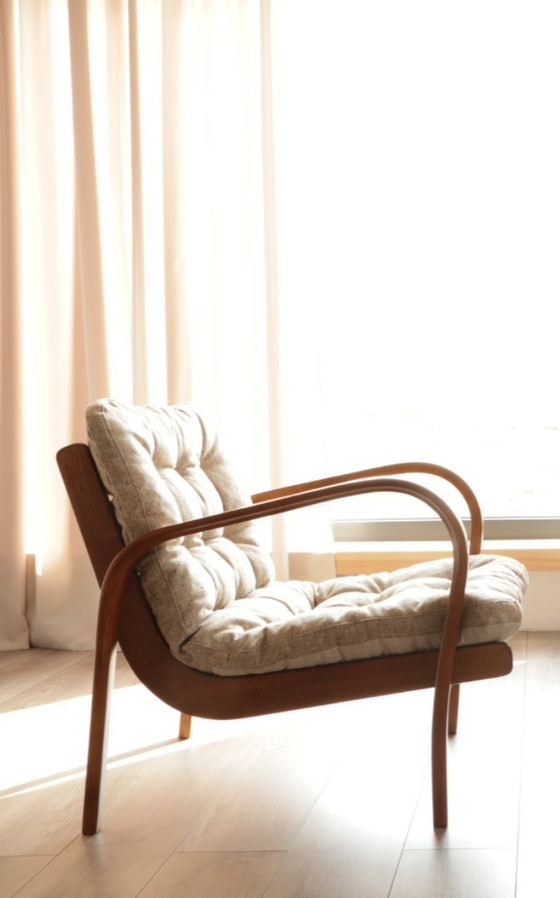 Image 1 of Mid Century Paar Loungesessel, tschechoslowakisches Duett, Designer K.Kozelka &amp; A.Kropacek, 1940er Jahre, Bugholz, natürlich