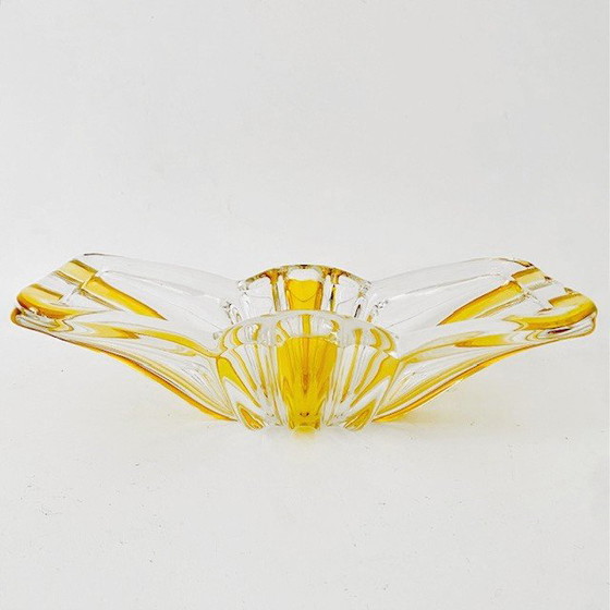 Image 1 of Cuenco de vidrio prensado amarillo de August Walther & Söhne, años 70